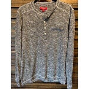 Guess Shirt Mens Medium Gray Long‎ Sleeve Henley Pullover Knit Lightweight
